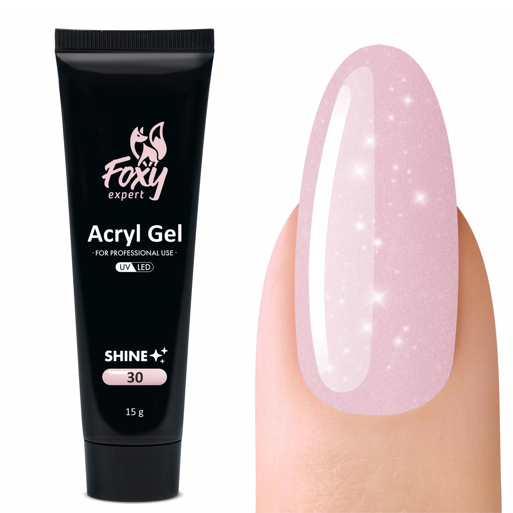 Foxy expert Акрил-гель SHINE (Acryl gel SHINE), 15 ml (№30)